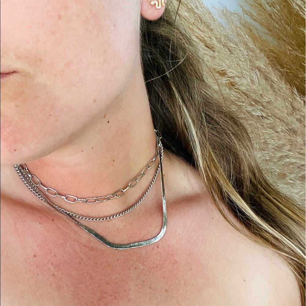 Nordstrom Revolve Silver Layered Multi Strand Lin… - image 2